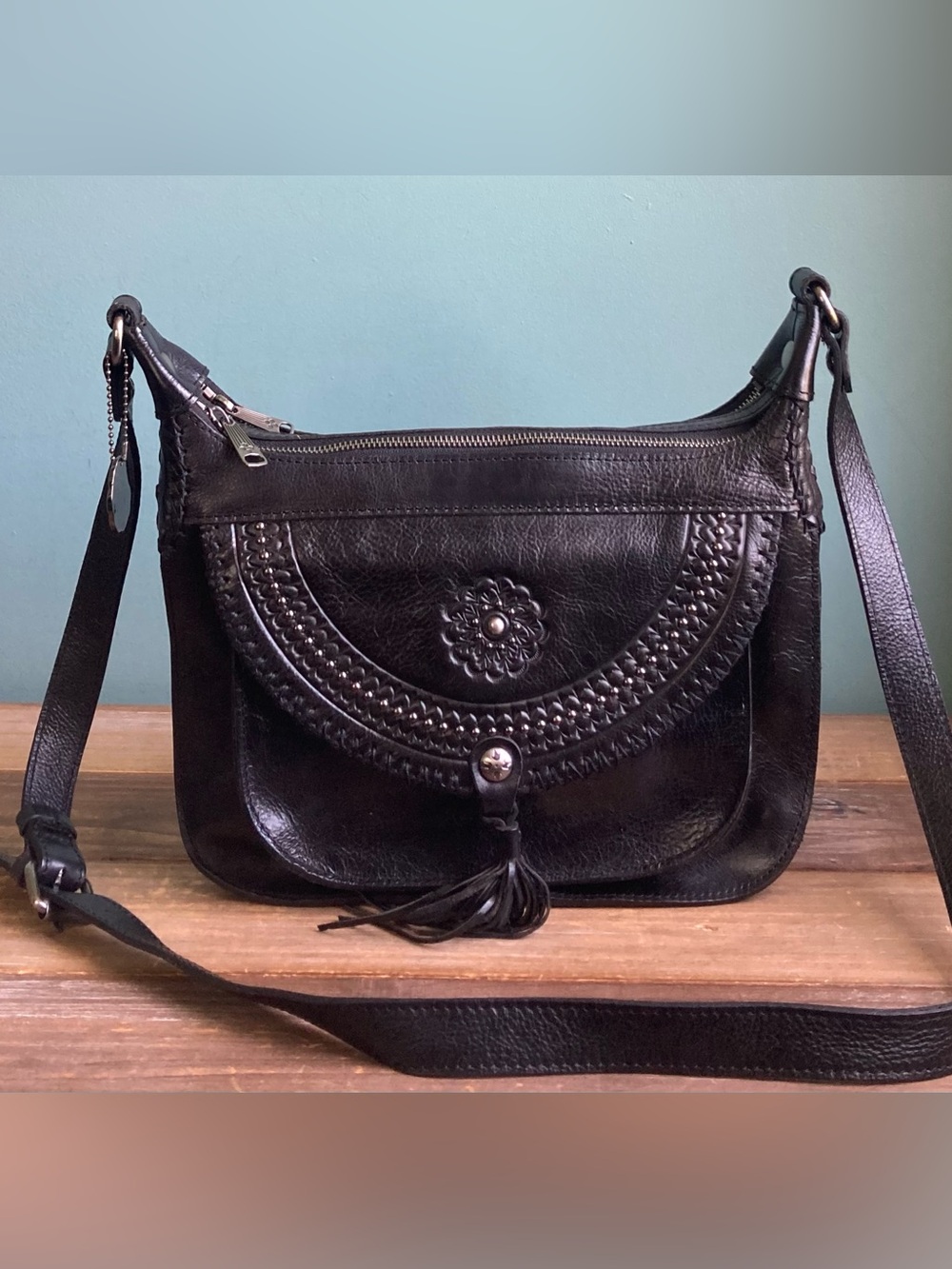 Vintage Patricia Nash Camila Italian Leather Crossbody Bag